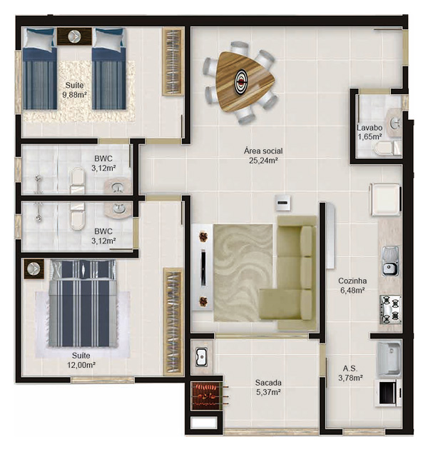 Planta referente ao apartamento tipo 5