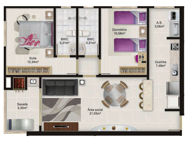 Planta referente ao apartamento tipo 6