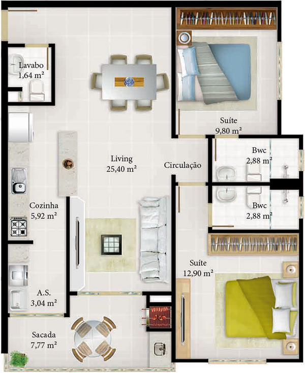 Planta referente ao apartamento tipo 5