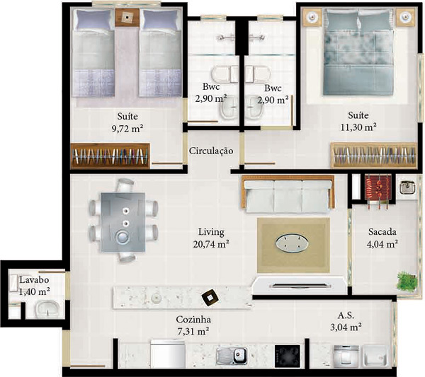 Planta referente ao apartamento tipo 6