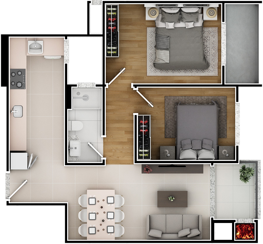 Planta referente aos apartamentos tipo 5
