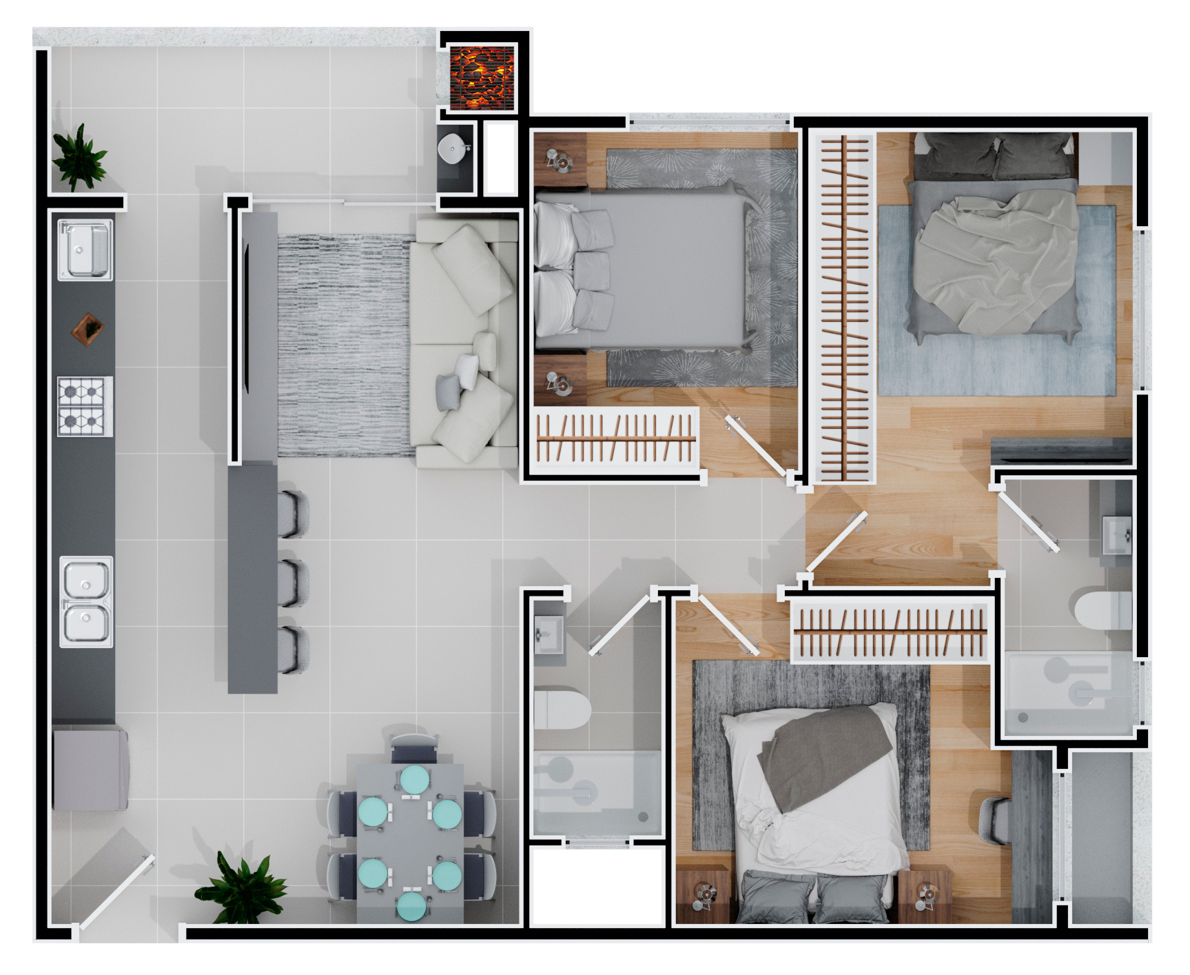 Planta referente aos apartamentos tipo 1
