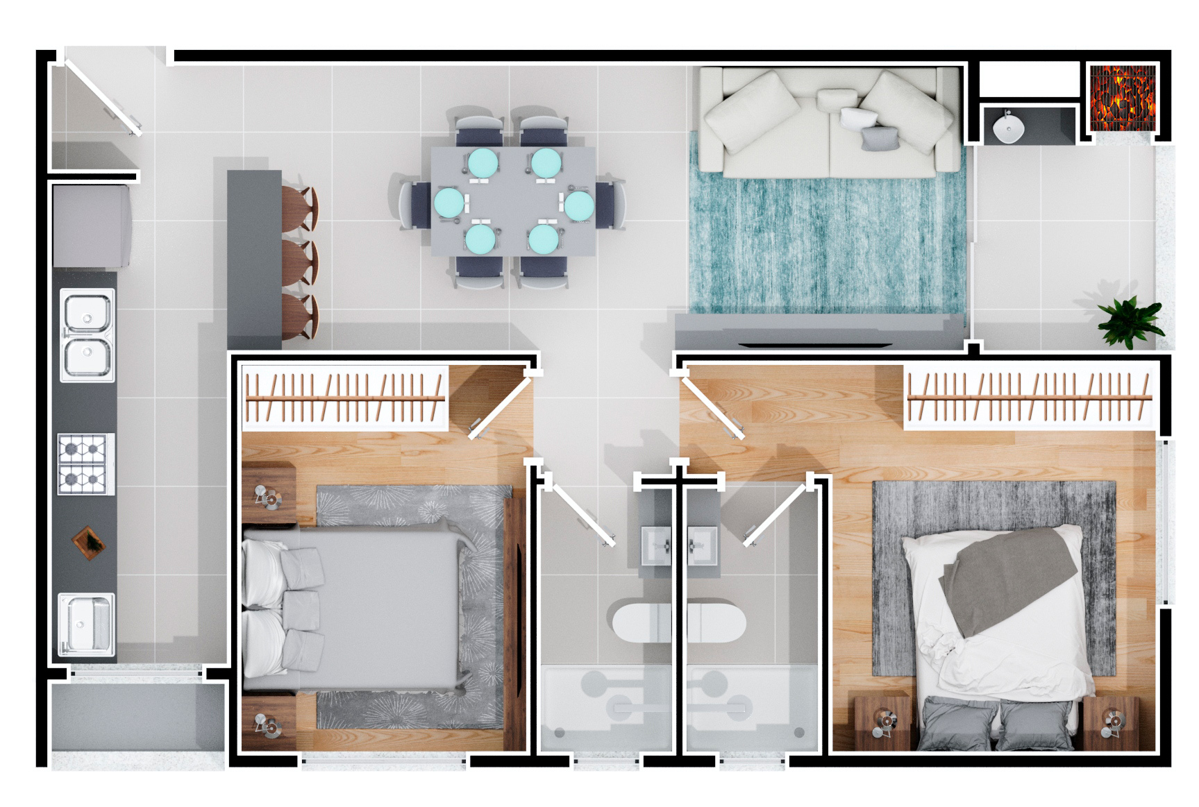 Planta referente aos apartamentos tipo 6